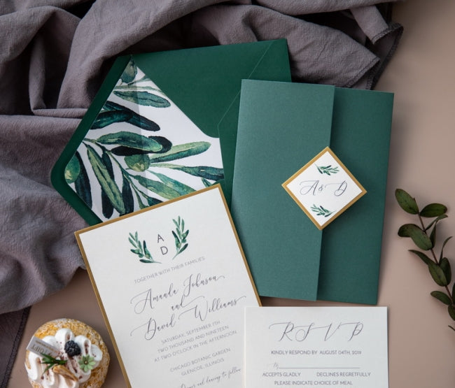 Affordable Romantic Pocket Wedding Invitation