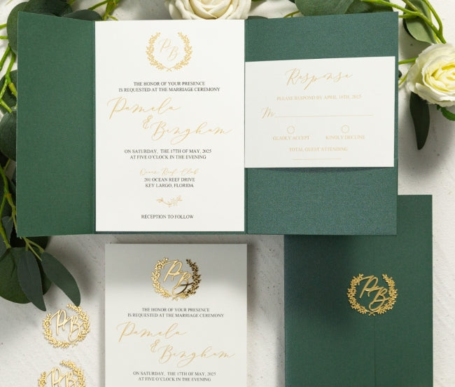 Affordable Romantic Pocket Wedding Invitation