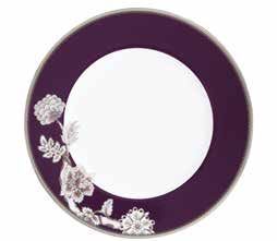 Pavo Silver Salad / Dessert Plate (Purple Rim)
