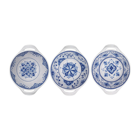 Moroccan Blue Mini Handled Bowls Set of 3
