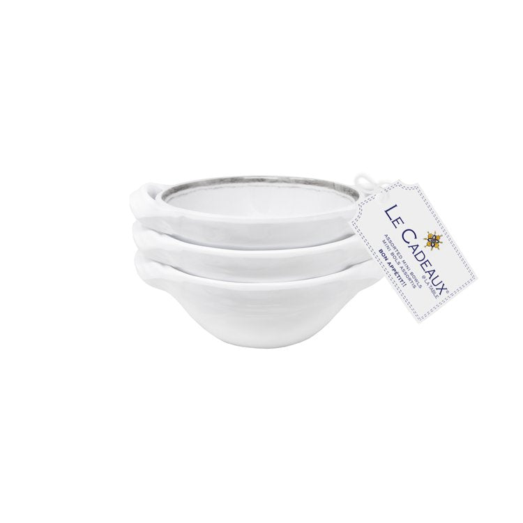 Rustica Antique White Mini Two Handled Bowls
