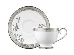 Platinum Leaves Tea Cup Saucer Platinum