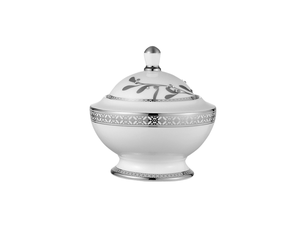 Platinum Leaves Sugar Bowl Platinum
