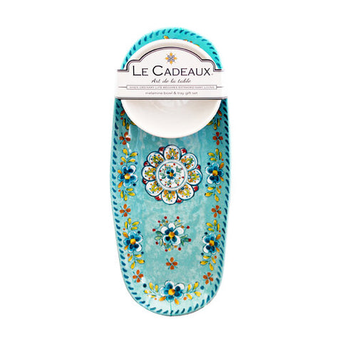 Le Cadeaux Madrid Turquoise Bowl And Tray Gift Set - 20% OFF