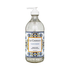 Fleur D'orange Fragranced Liquid Hand Wash in Glass Bottle with Coordinating Tea Towel in Decorative Gift Box
