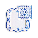 Moroccan Blue Decorative Napkin Holder & Cocktail Napkins Gift Set (Set of 20)