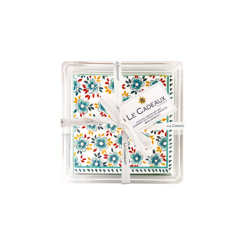 Le Cadeaux Madrid Turquoise Patterned Paper Cocktail Napkins In Acrylic Holder Gift Set (Set Of 30) - 20% OFF
