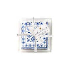 Le Cadeaux Moroccan Blue Patterned Paper Cocktail Napkins In Acrylic Holder Gift Set (Set Of 30) - 20% OFF