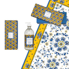 Fresh Sicilian Lemon Fragrance Hand Wash in Glass Bottle w/ Matching Tea Towel Decorative Boxed Gift Set