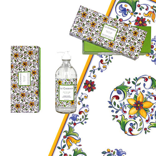 Zest of Lime Fragrance Hand Wash in Glass Bottle w/ Matching Tea Towel Decorative Boxed Gift Set