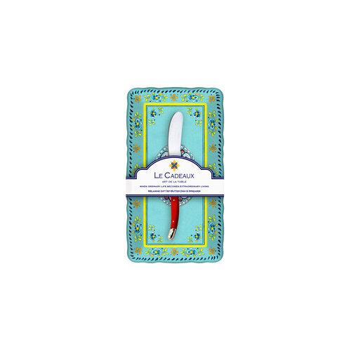 Le Cadeaux Madrid Turquoise Butter Dish and Spreader Gift Set - 20% OFF
