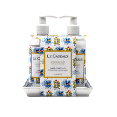 Le Cadeaux Rosemary Mint Fragrance Hand Wash & Hand Cream w/ Matching Melamine Soap Dish Gift Set - 20% OFF