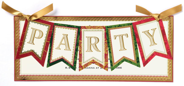 Christmas Party Banner Die-Cut Personalized Invitations (Set of 50)