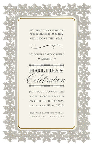 Silver Snowflake Die-Cut Frame Personalized Invitations (Set of 50)