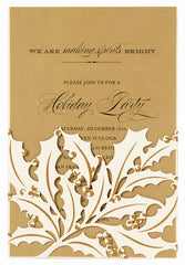 Ivory Holly Leaf Die-Cut Pocket Personal Invitations (Set of 50)