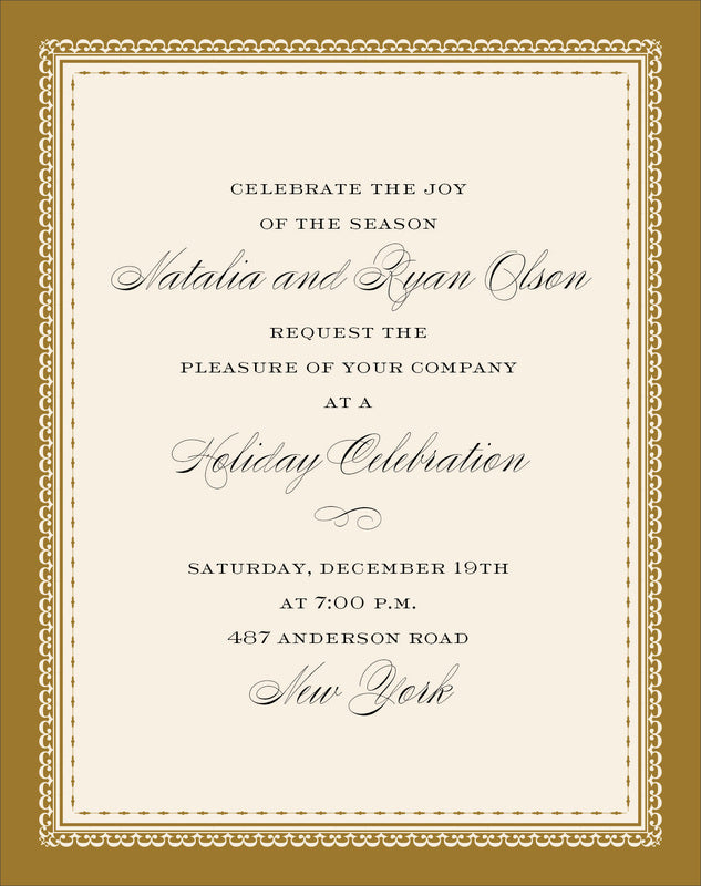 Golden Snowflake Die-Cut Personalized Invitations