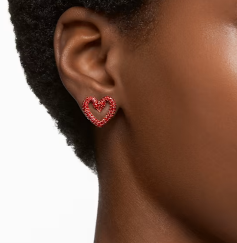 Una stud earrings Heart, Extra small, Red, Gold-tone plated LAST IN STOCK