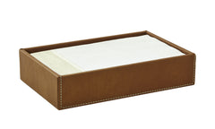 Suede British Tan Guest Towel Holder W/ Napkins