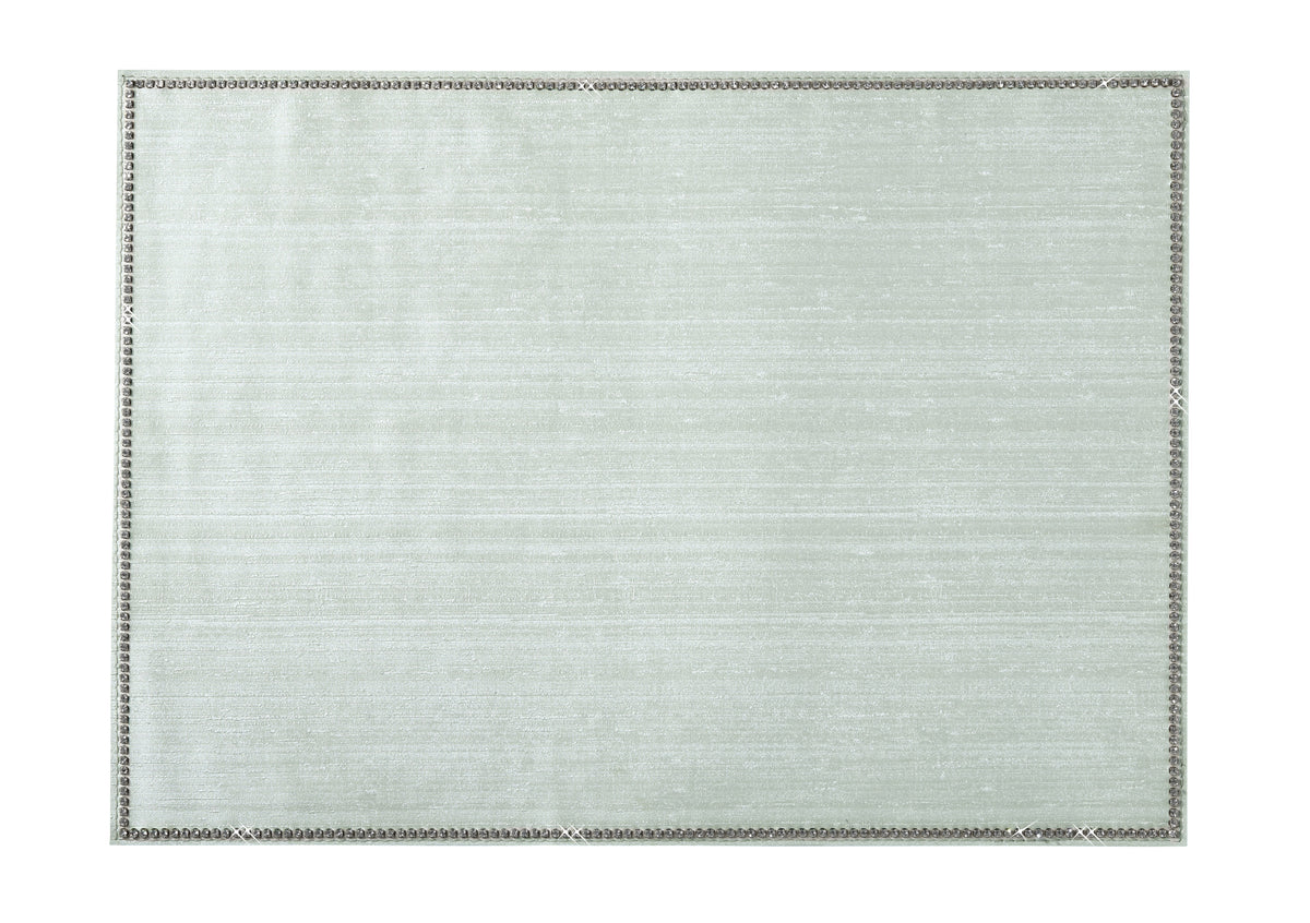 Silk Silver Rectangular Placemat W/ Crystals