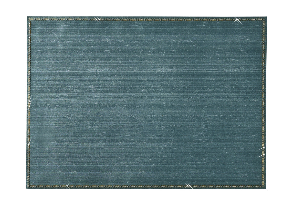 Silk Deep Sea Rectangular Placemat W/ Crystals