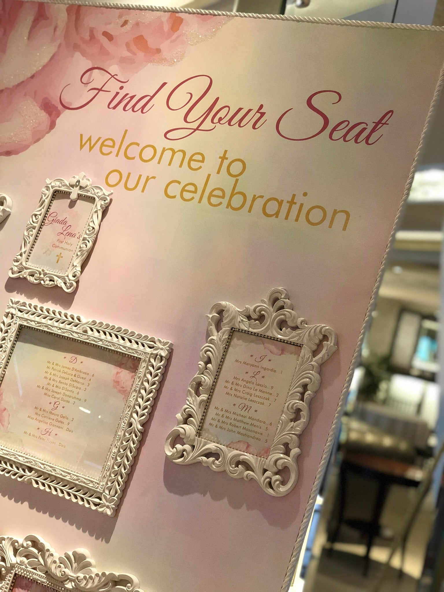 Fantasy Floral Frame Seating Chart Rental