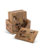 GG Collection Laser/Inlay Leaf Coaster (Set of 7) - 20% OFF