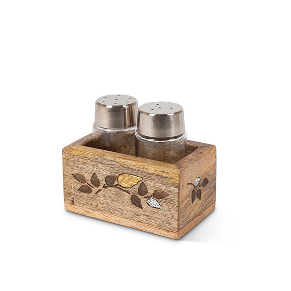 GG Collection Mango Wood Leaf Design Salt & Pepper - 20% OFF