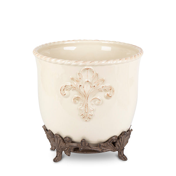 GG Collection Acanthus Stoneware Planter on Metal Base - 20% OFF
