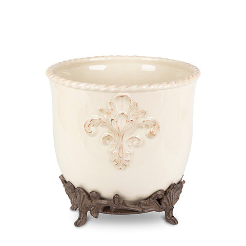 GG Collection Acanthus Stoneware Planter on Metal Base - 20% OFF