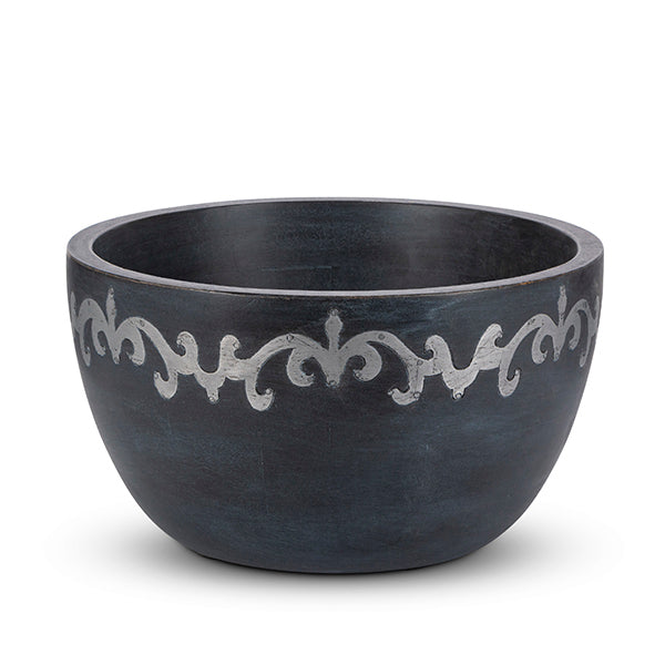 GG Collection Blackwashed Mango Wood Wood Inlay Tall Bowl - 20% OFF