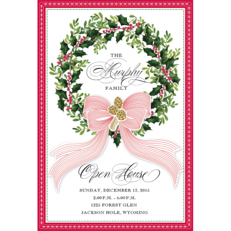 Traditional Wreath Personalized Invitations (Set of 50)