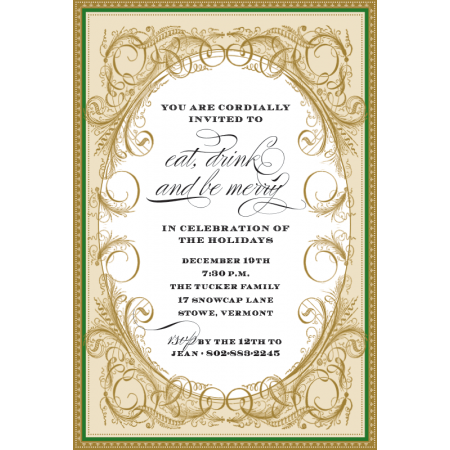 Victorian Holly Personalized Invitations (Set of 50)
