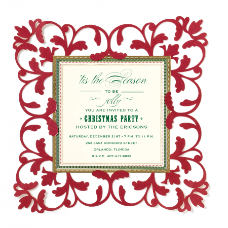 Red Glitter Pocket Personalized Invitations (Set of 50)