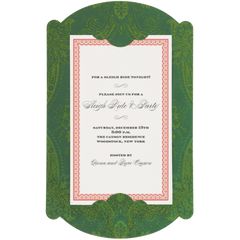 Green Damask Glitter Carrier Personalized Invitations (Set of 50)