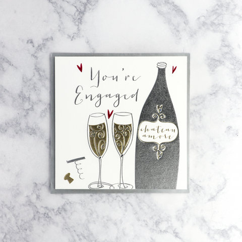 You're Engaged! Bottle and Flutes Greeting Card