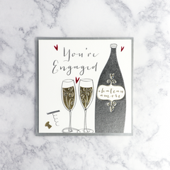 You're Engaged! Bottle and Flutes Greeting Card