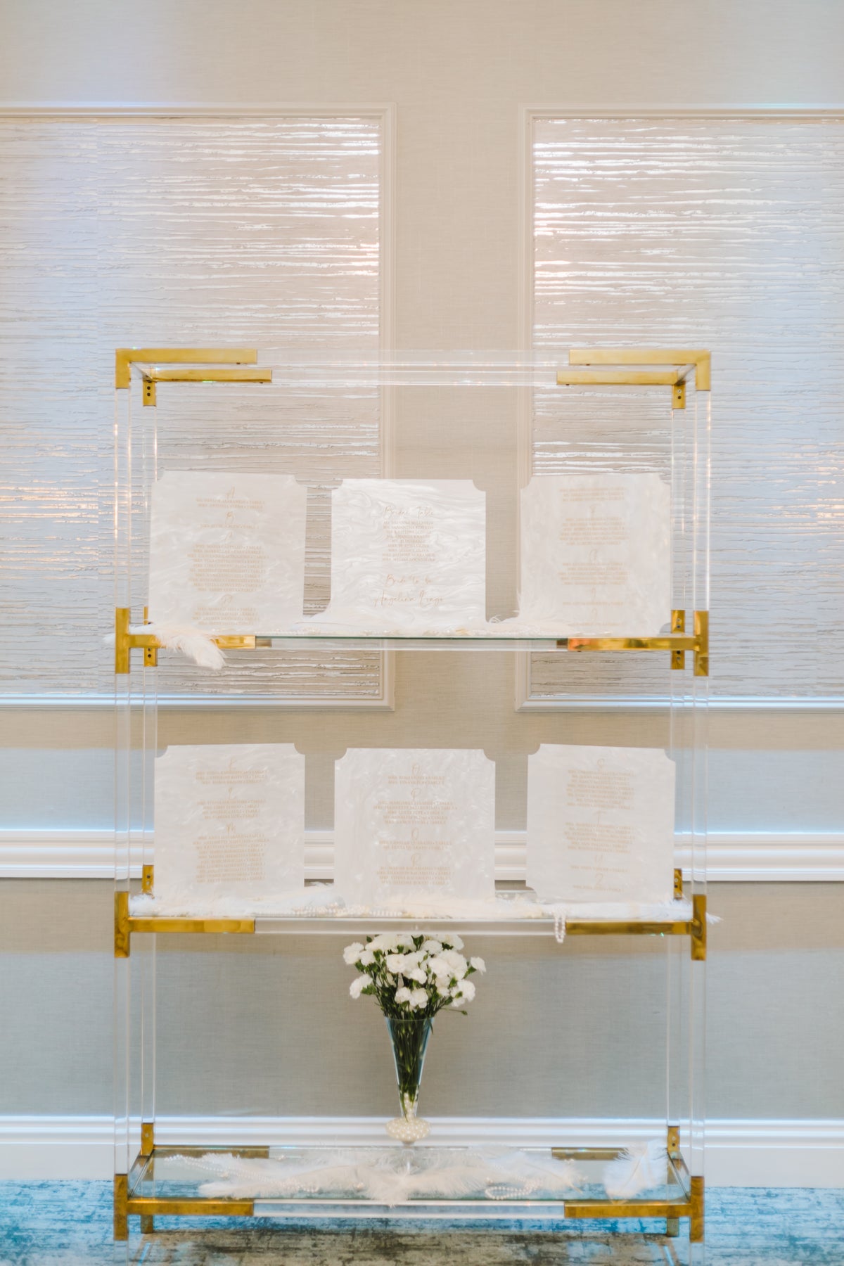 Six Piece Pearl Seating Chart Rental