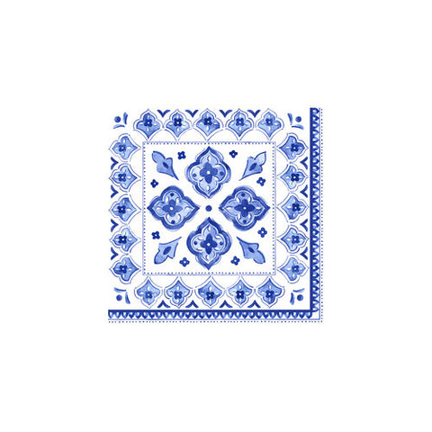 Le Cadeaux Moroccan Blue Patterned Paper Cocktail Napkins (Set of 20) - 20% OFF