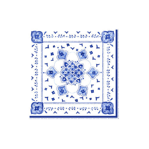 Moroccan Blue Patterned Paper Cocktail & Dinner Napkin Gift Set (Set of 20)
