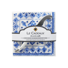 Moroccan Blue Cocktail Napkin Set of 20 with Mini Cheese Knife