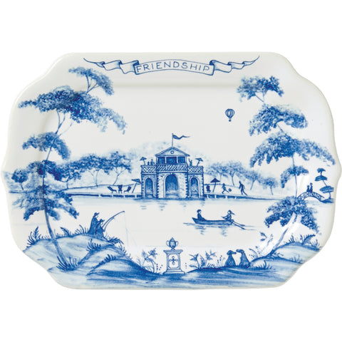 Country Estate Delft Blue "Friendship" Gift Tray Boathouse