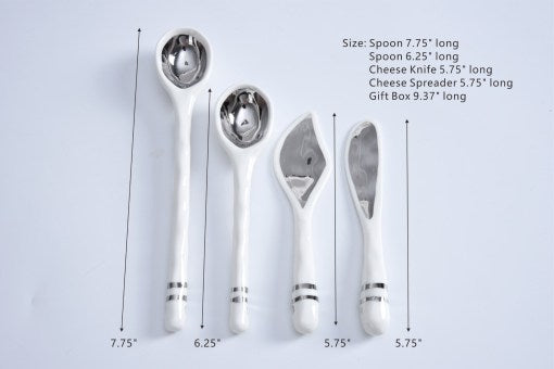 Accessories Set of Porcelain Spoons and Cheese Knives