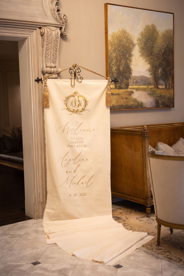 Golden Wedding Fabric Welcome Sign