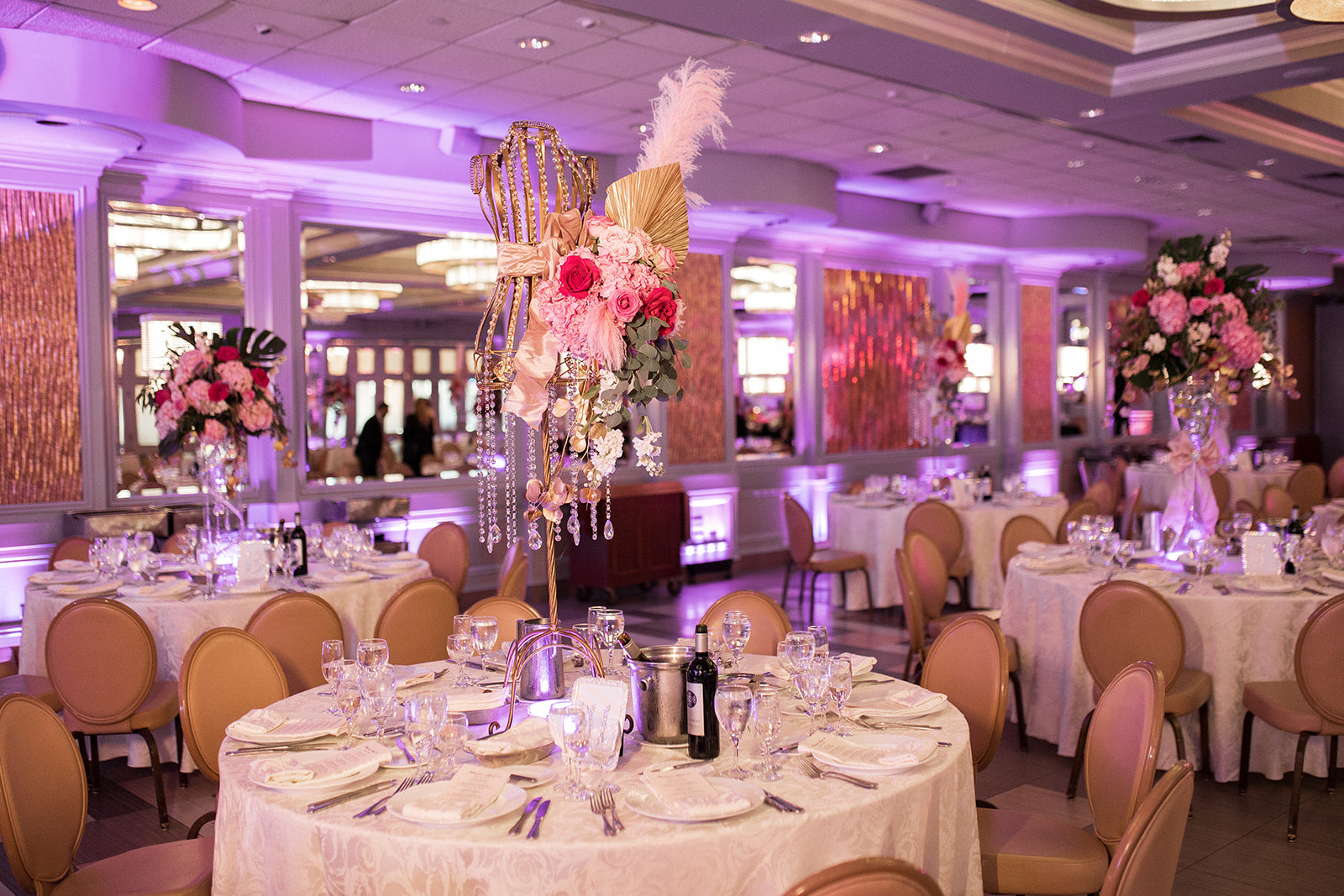 Golden Floral Dressform Centerpiece Rental