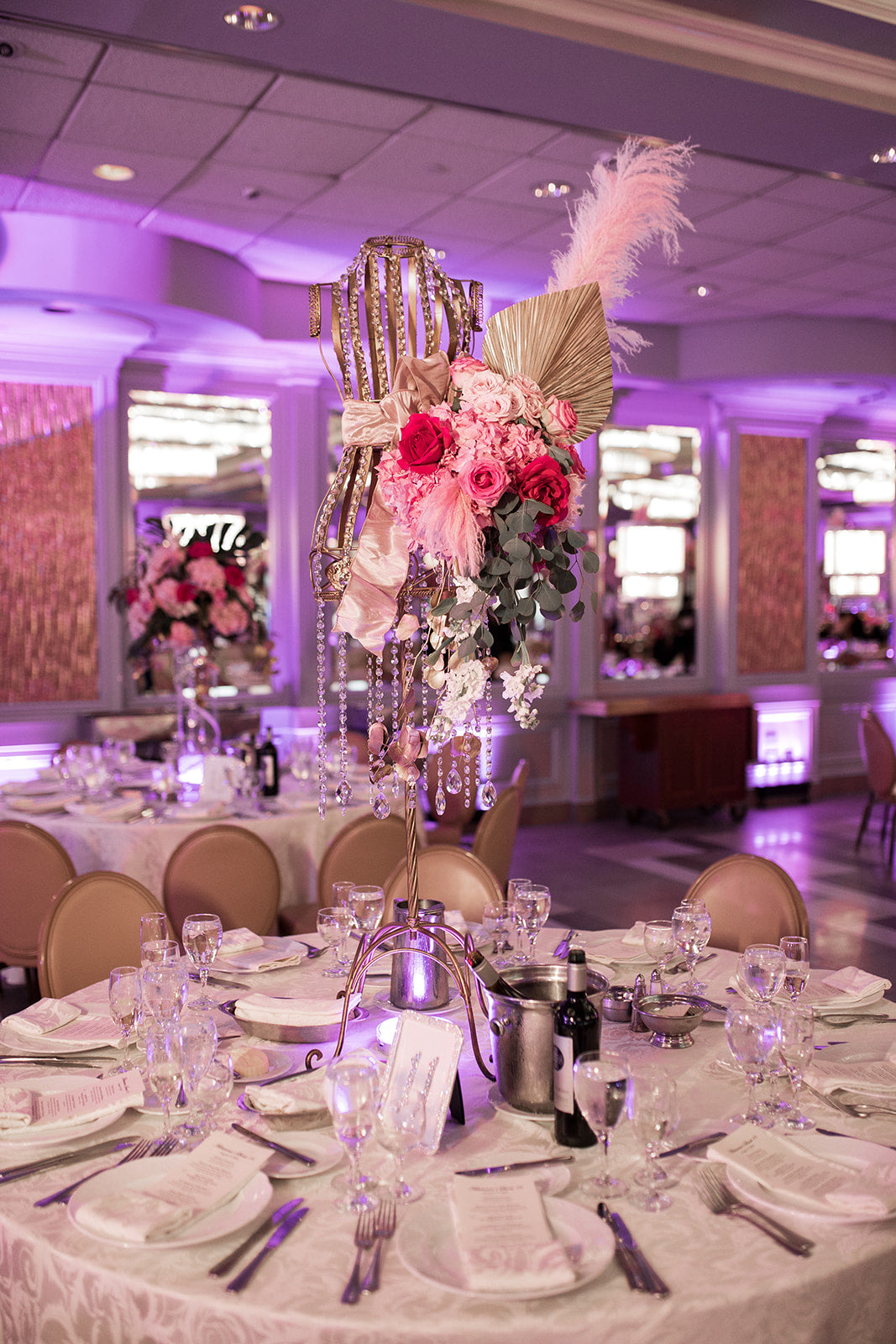 Golden Floral Dressform Centerpiece Rental