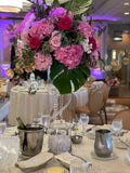 Lit Crystal Filled Floral Vase Centerpiece Rental