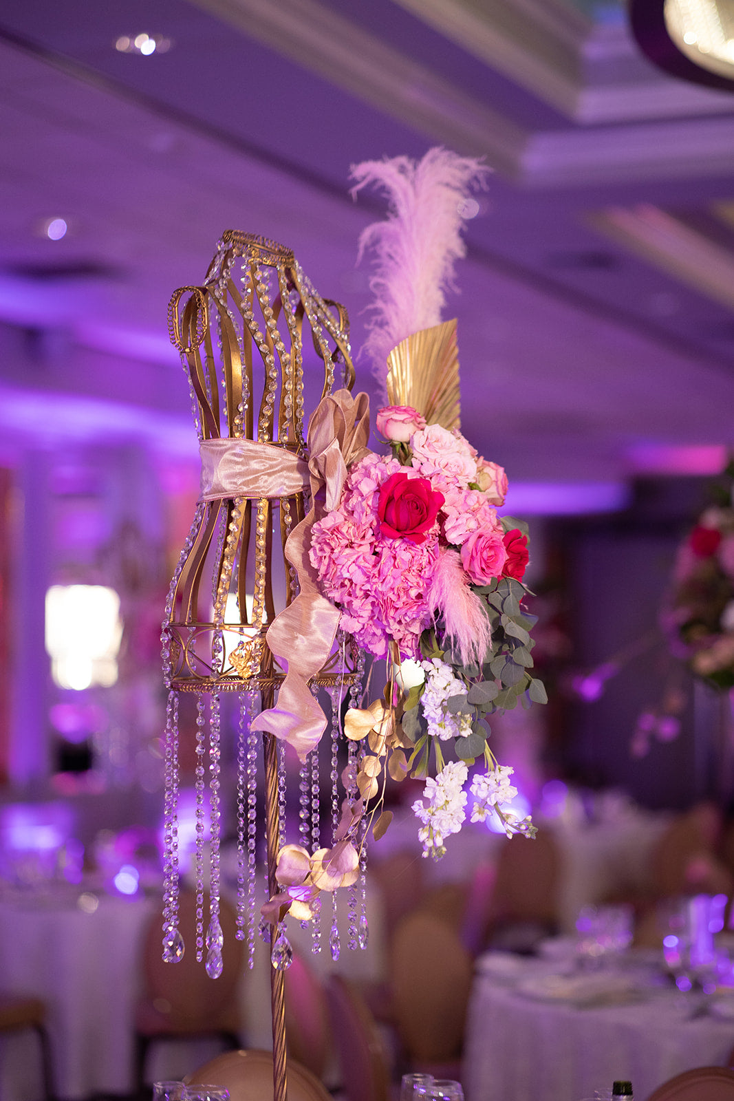 Golden Floral Dressform Centerpiece Rental