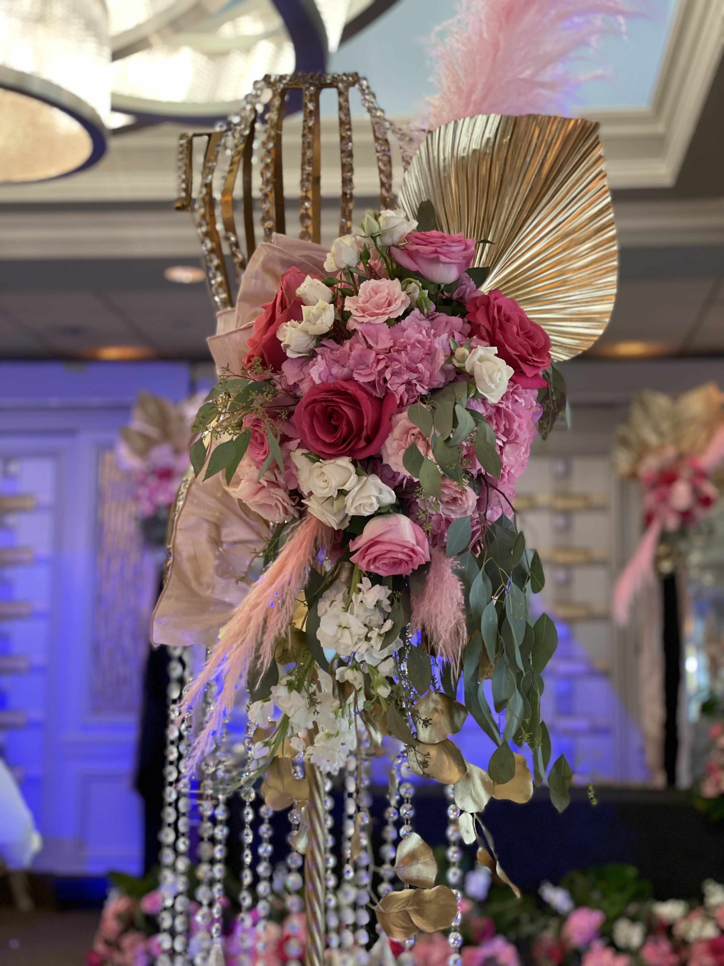 Golden Floral Dressform Centerpiece Rental