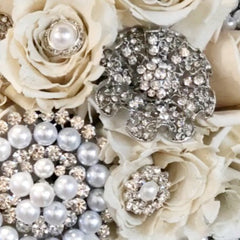 Ceremony Bouquet - Preserved Roses Rhinestone Brooches