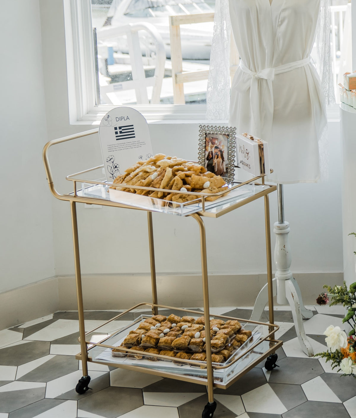 Simply Chic Gold Metal Rolling Cart Rental